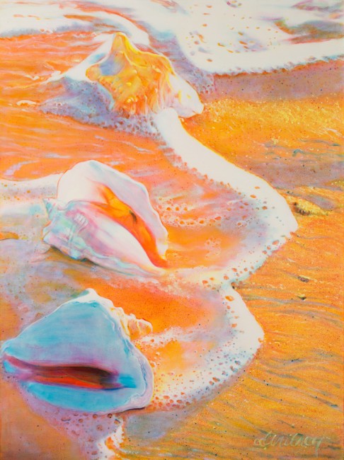 486x650 Sea Foam And 3 Conch Sandon Feat - Seafoam Painting
