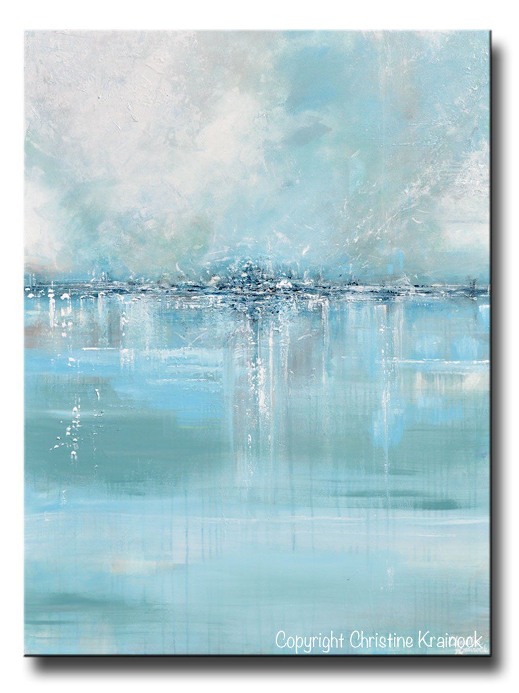 1024x1365 Giclee Print Art Abstract Painting Blue Sea Foam Green Grey White - Seafoam Painting