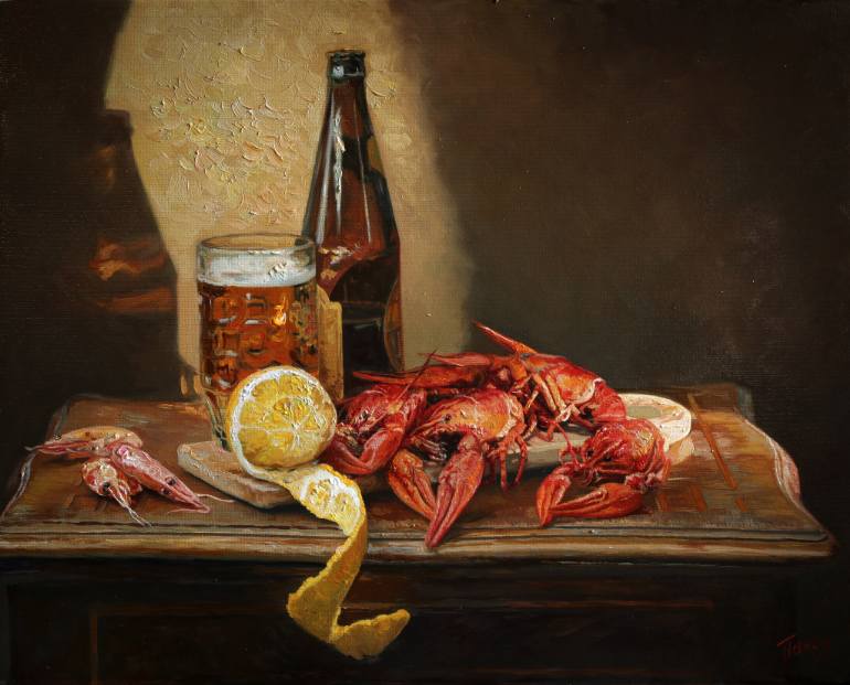 770x621 Saatchi Art Still Life With Seafood Painting By Eduard Panov - Seafood Painting