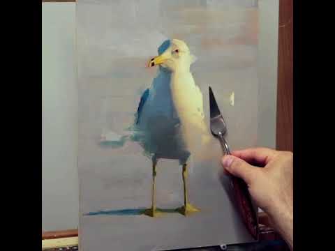 480x360 Oil Painting Techniques - Seagull Painting