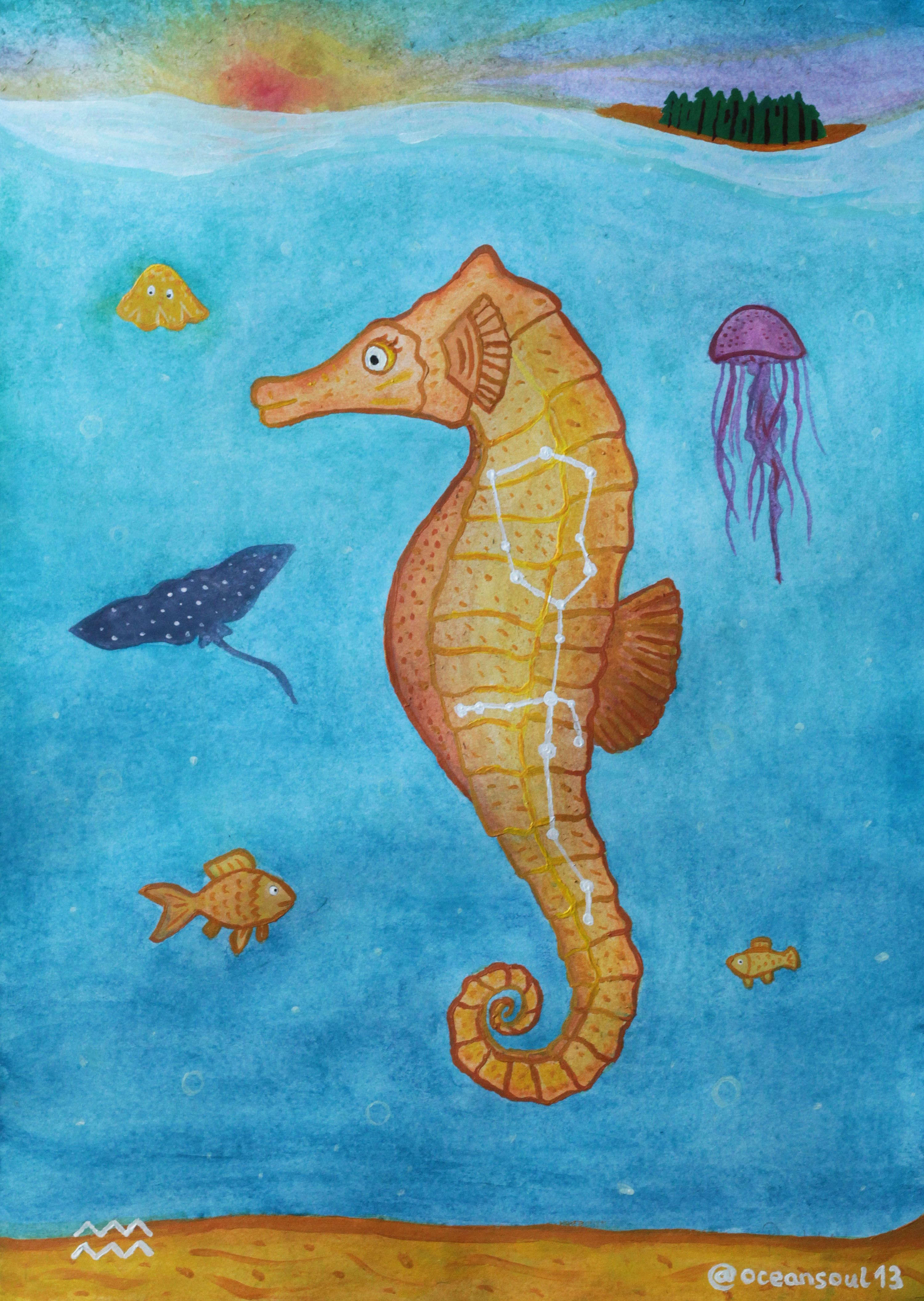 Seahorse Acrylic Painting At PaintingValley.com | Explore Collection Of ...