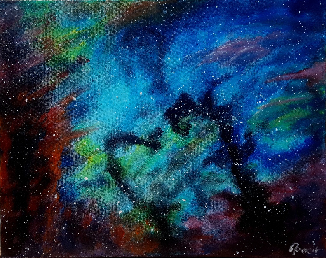 1117x885 Seahorse Nebula Acrylic Painting Josipa's Art - Seahorse Acrylic Painting