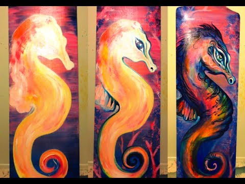 480x360 Painting Longboard Seahorse. Nk - Seahorse Acrylic Painting