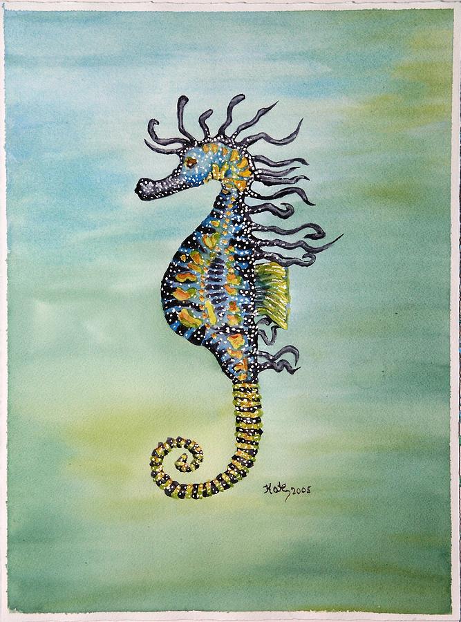 667x900 Dot Seahorse Painting By Kathy Przepadlo - Seahorse Painting