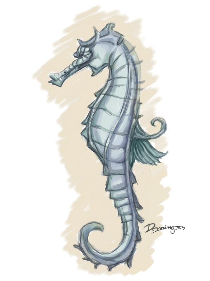 675x900 Pastel Seahorse Painting By Mario Domingues - Seahorse Painting