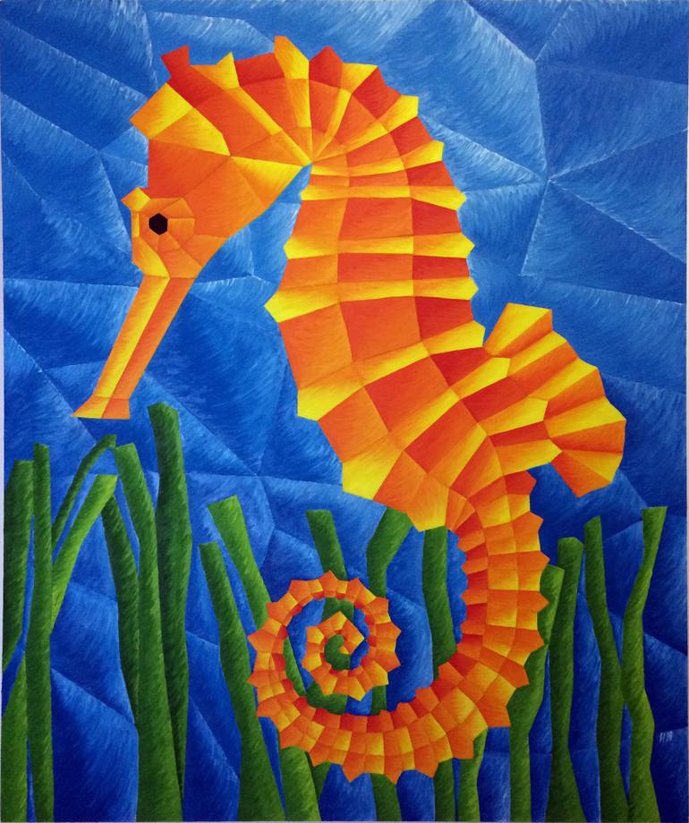 770x920 Saatchi Art Seahorse Painting By Hugo Neves - Seahorse Painting
