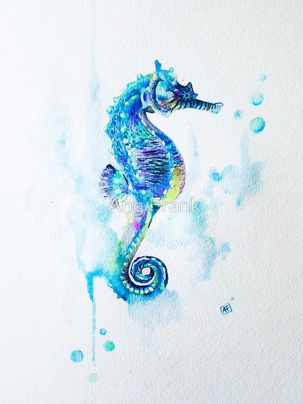 600x800 Watercolor Seahorse' Art Print By Ang Frank - Seahorse Painting