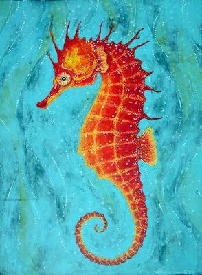 294x400 Imagine With A Colorful Background And A White Seahorse - Seahorse Painting