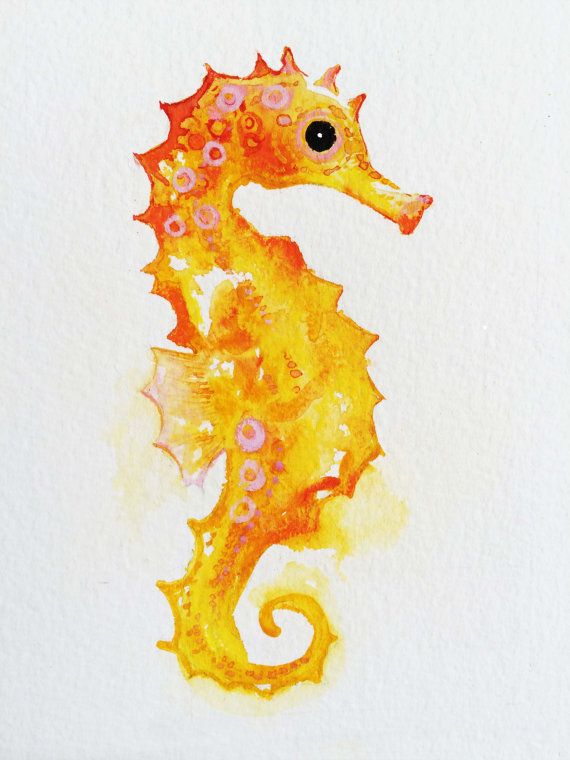 570x760 Beach Wall Decor,golden Seahorse Print,fish Art,art Prints, Home - Seahorse Painting