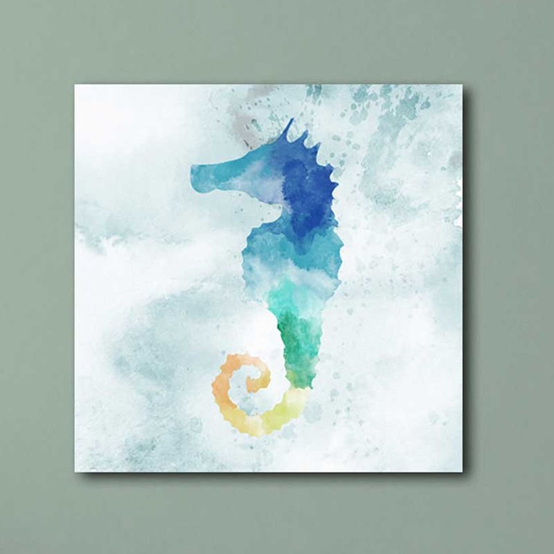 800x800 Ptm Images Watery Seahorse Framed Painting Print On Wrapped Canvas - Seahorse Painting Canvas