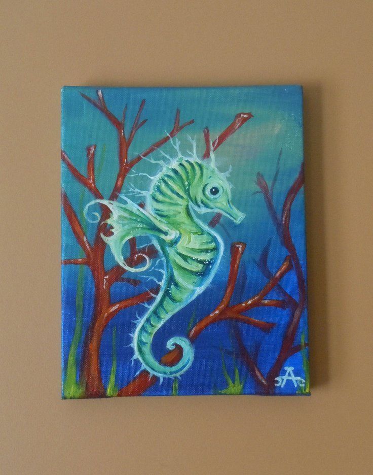 736x936 Pin By Linda Hagerty On Painting Ideas Seahorses - Seahorse Painting Canvas