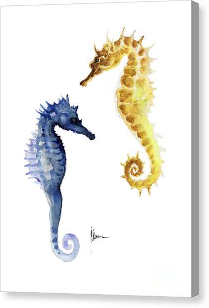 422x622 Seahorse Wall Decor Art Print Watercolor Painting Painting By - Seahorse Painting Canvas