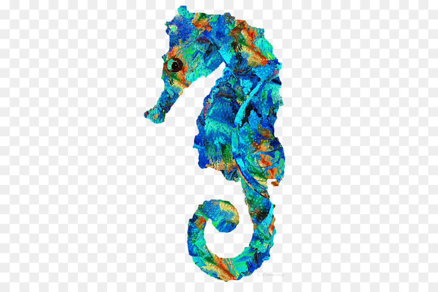 900x600 Work Of Art Watercolor Painting Canvas Print - Seahorse Painting Canvas