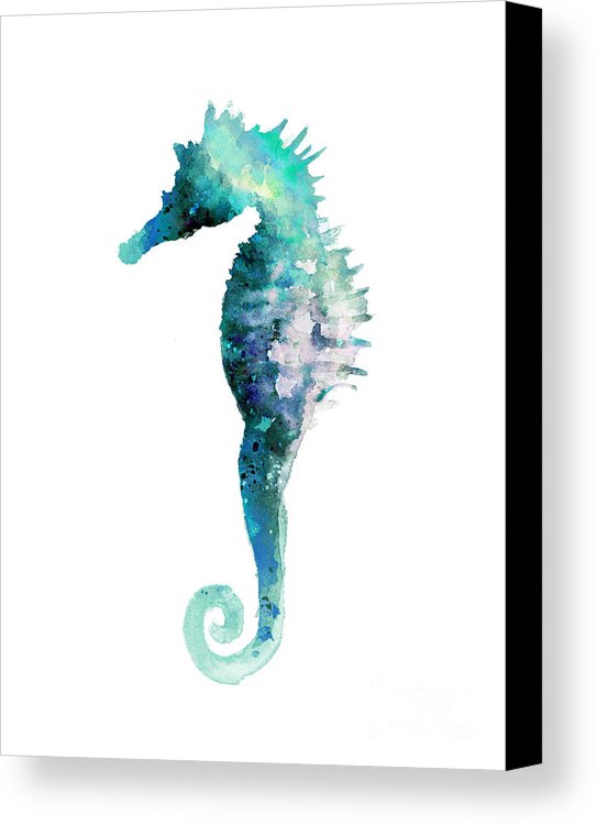 542x750 Blue Seahorse Minimalist Painting Canvas Print Canvas Art By - Seahorse Painting Canvas