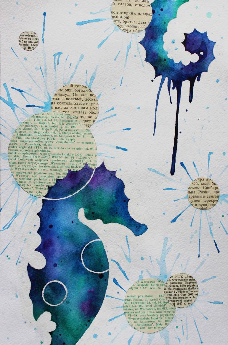770x1166 Saatchi Art Seahorse Watercolor Painting By Yana Mosnytska - Seahorse Watercolor Painting