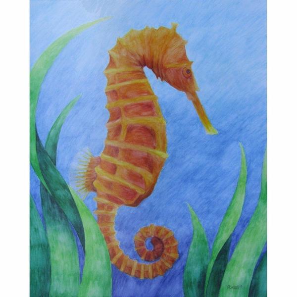600x600 Seahorse - Seahorse Watercolor Painting