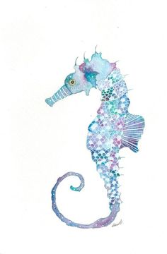 236x360 Seahorse Art, One Of A Kind Original Watercolor Painting Sea World - Seahorse Watercolor Painting