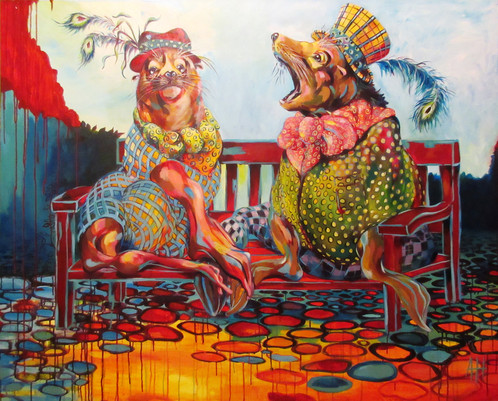 498x401 Selkie Seal Tales Original Acrylic Painting 48 X 60 - Sealing Acrylic Painting On Canvas