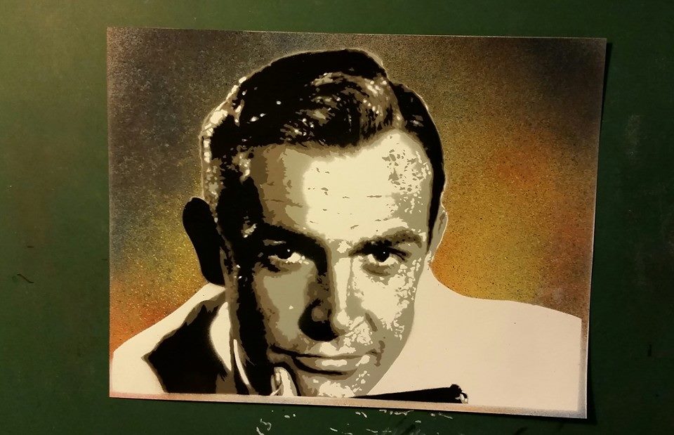 960x619 James Bond Sean Connery Spray Paint Stencil By Toolowbrow - Sean Connery Painting