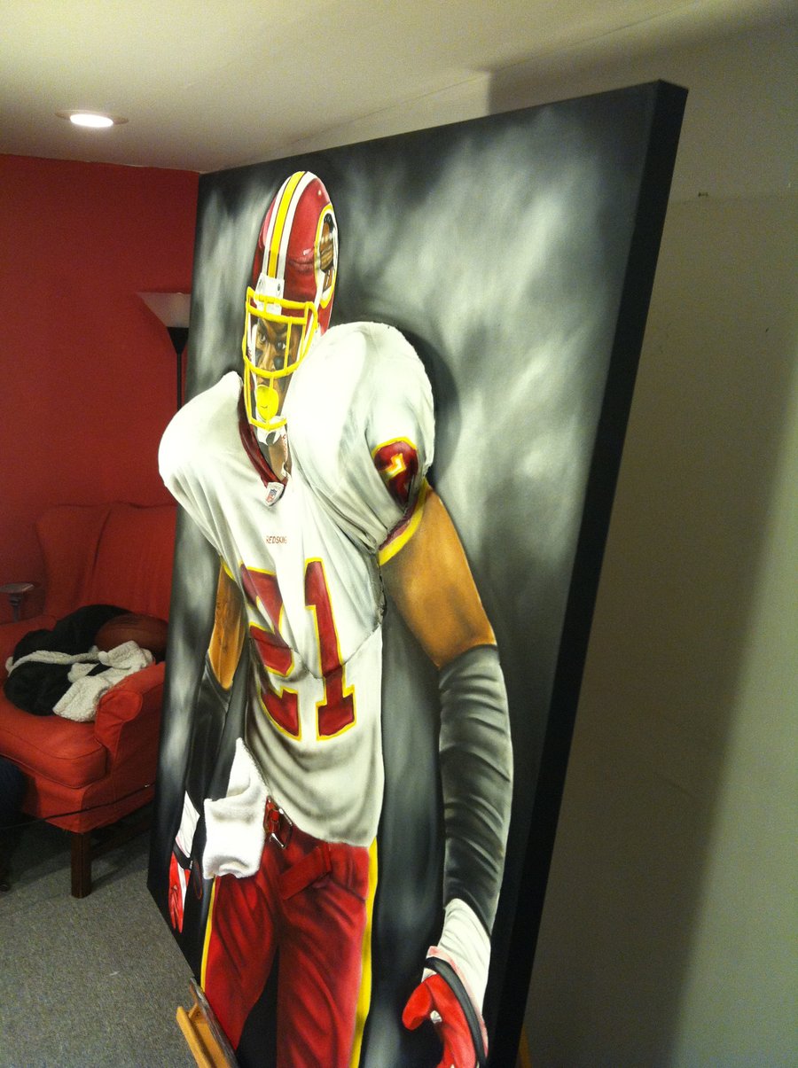 900x1205 Side View Of Sean Taylor By Dorseyart - Sean Taylor Painting