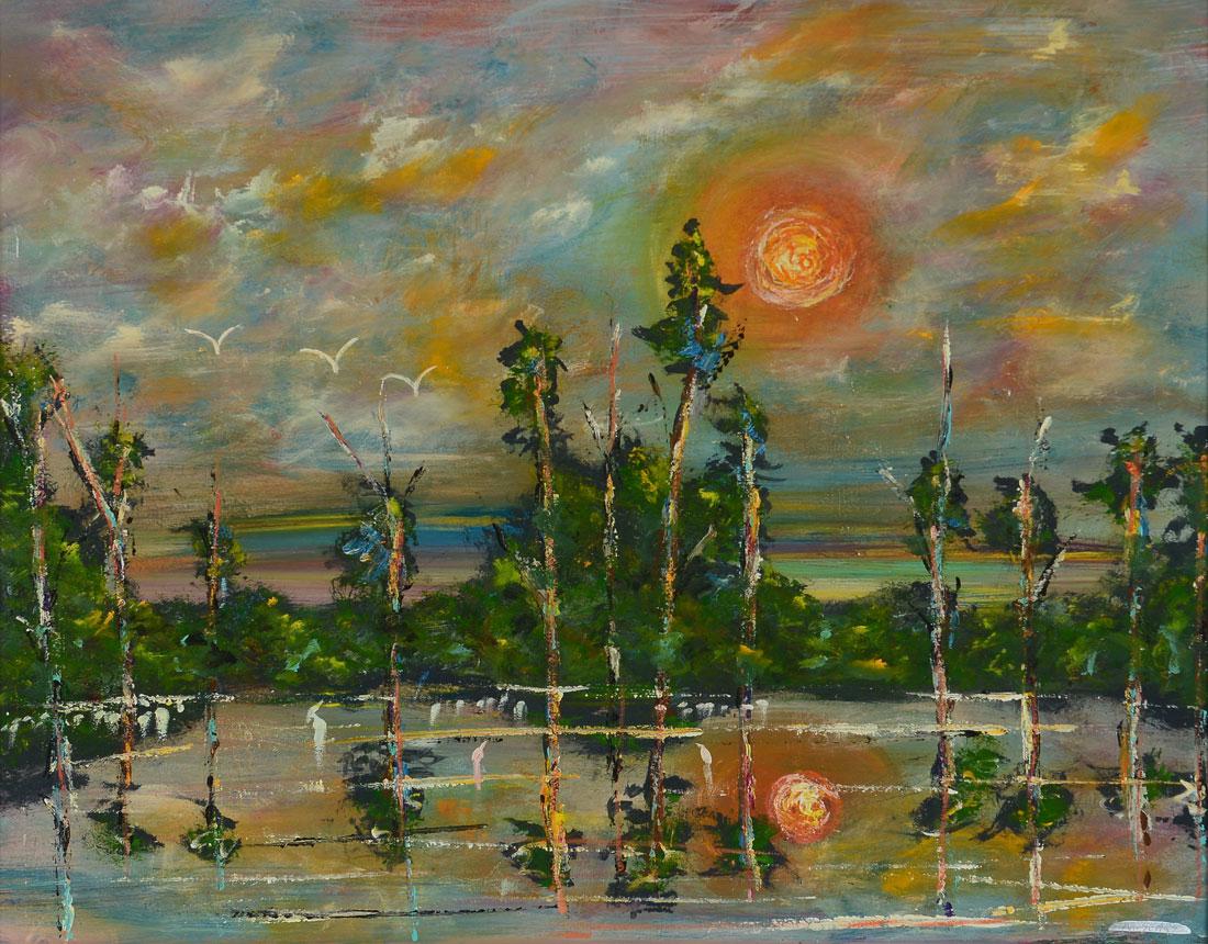 1100x860 Michael Sears Sunrise In Florida Painting - Sears Painting