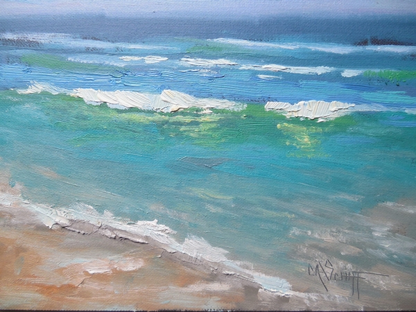 600x450 Palette Knife Painters, International Small Seascape, Daily - Seascape Oil Painting