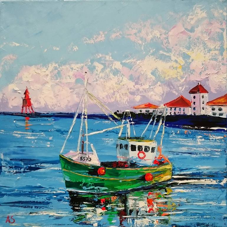 770x771 Saatchi Art Old Irish Boat Original Seascape Oil Painting - Seascape Oil Painting