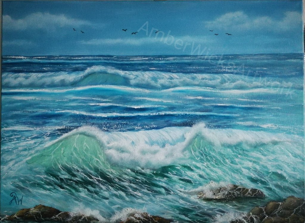 1024x750 Seascape Oil Painting. By Bambiepies - Seascape Oil Painting