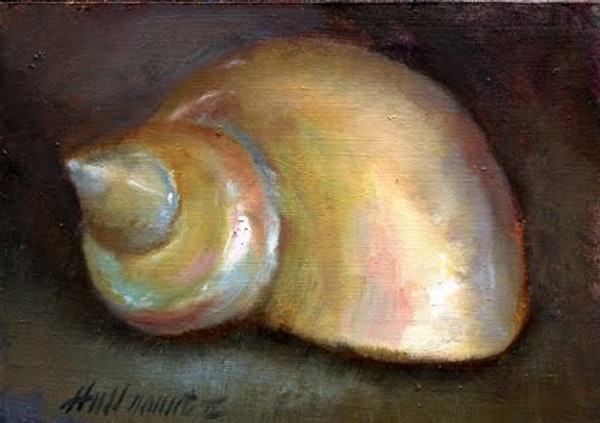 600x423 Spring Lake New Jersey Shore Seashell 6 X6 Oil On Canvas Hall - Seashell Oil Painting