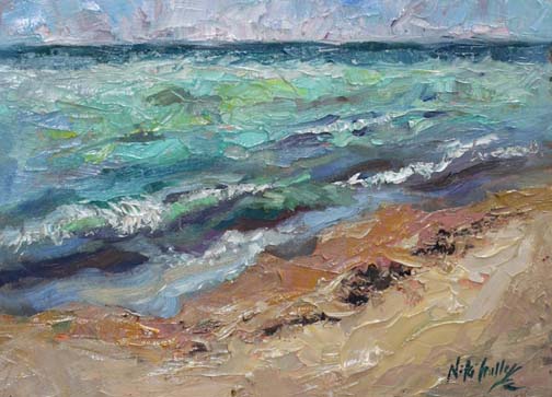 504x363 Niki Gulley New Palette Knife Seashore Painting - Seashore Painting