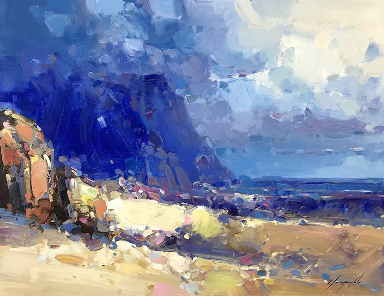 770x594 Saatchi Art Seashore, Oil Painting On Canvas, Signed Painting By - Seashore Painting