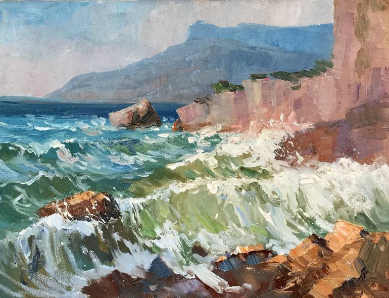 770x590 Saatchi Art Seashore Painting By Anna Matiienko - Seashore Painting