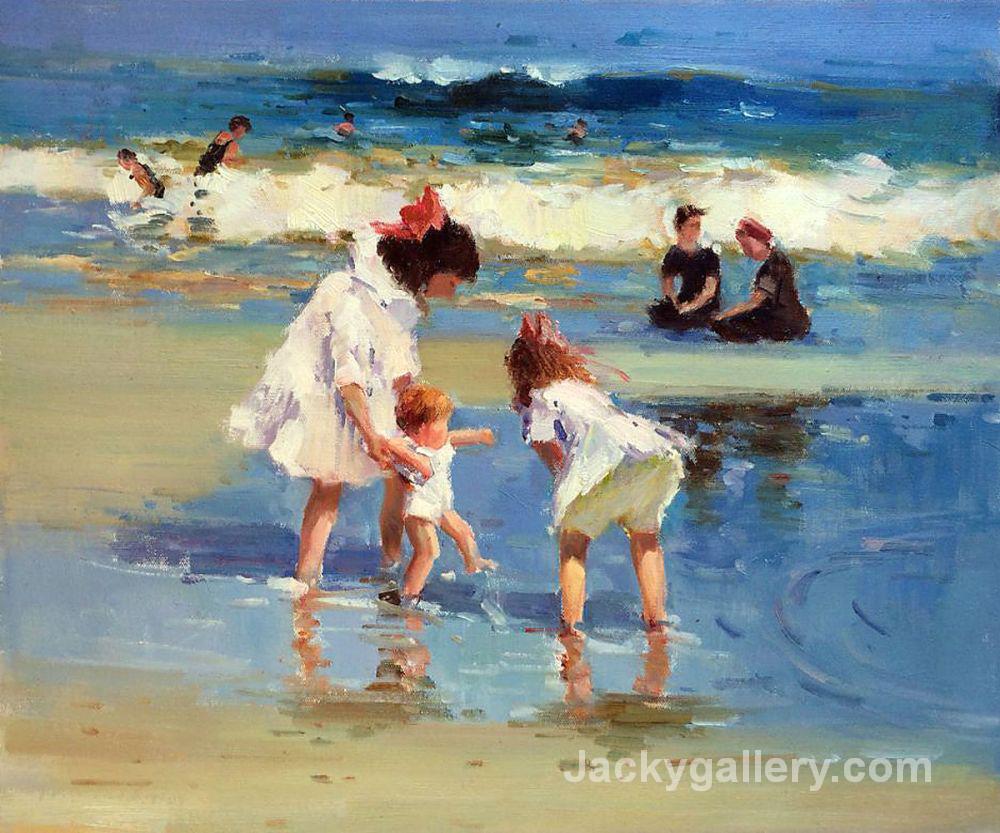 1000x833 Children Playing - Seashore Painting