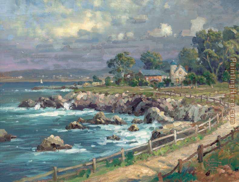790x600 Thomas Kinkade Seaside Village Painting Anysize 50% Off - Seaside Painting