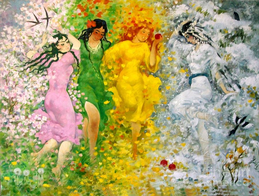 900x684 Seasons Painting By Dilorom Abdullaeva - Seasons Painting
