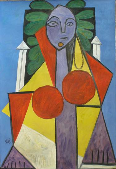 375x545 Saatchi Art Seated Woman (Homage To Picasso) Painting By Otakar - Seated Woman Painting