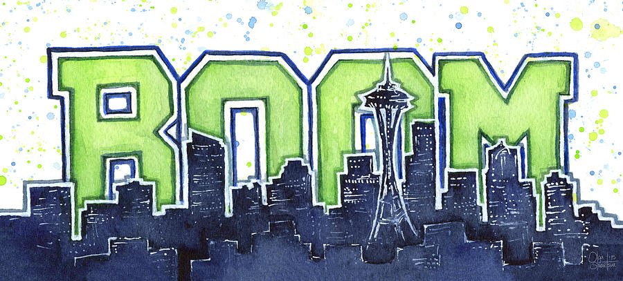 900x407 Seattle 12th Man Legion Of Boom Painting Painting By Olga Shvartsur - Seattle Painting
