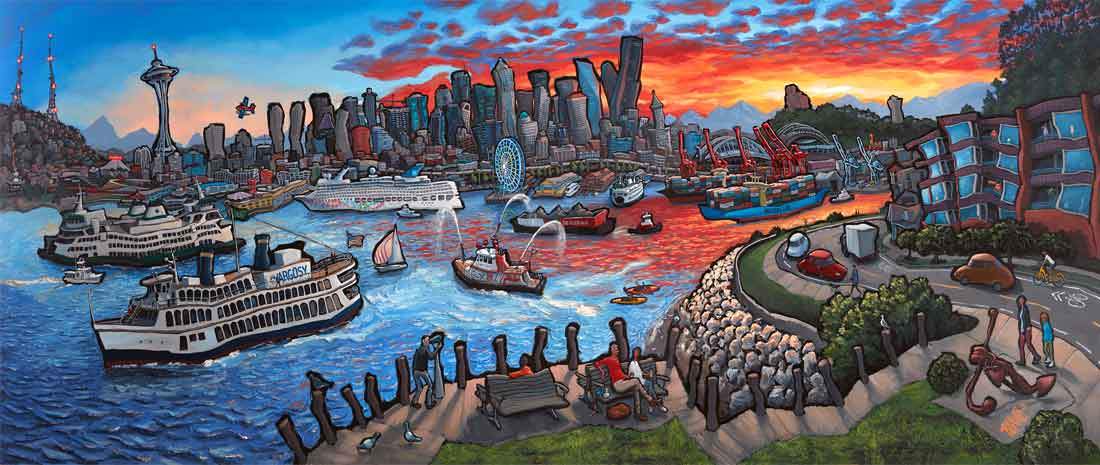 1100x465 View From West Seattle - Seattle Painting