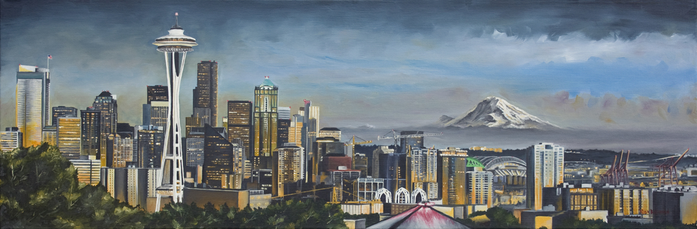 1000x329 Seattle Skyline Nick Buchanan - Seattle Skyline Painting
