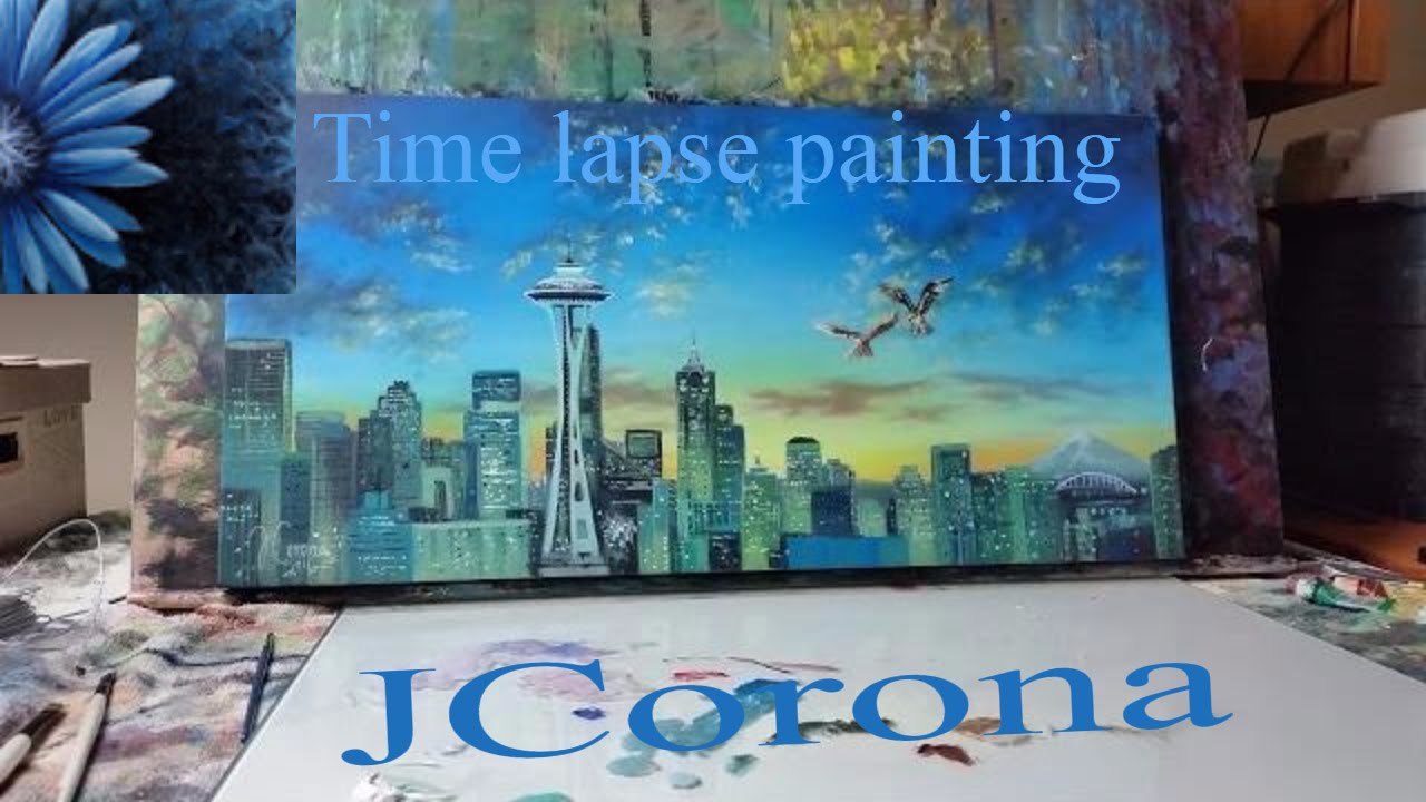 1280x720 Seattle Skyline Painting Demonstration Wjcorona - Seattle Skyline Painting