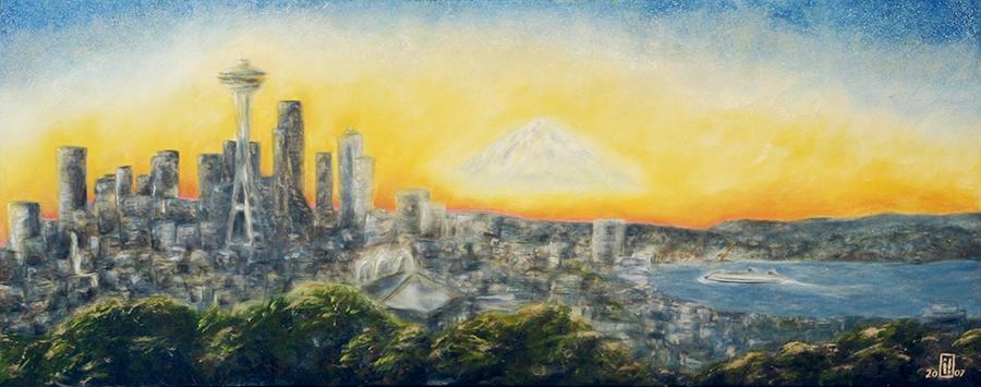 900x355 Ingrid Alvarez Seattle Skyline - Seattle Skyline Painting