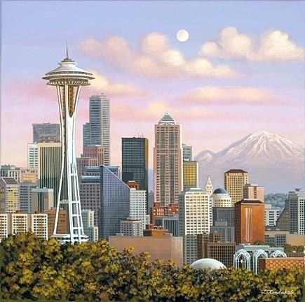 435x432 Seattle Skyline Painting Eroticrainwear.club - Seattle Skyline Painting