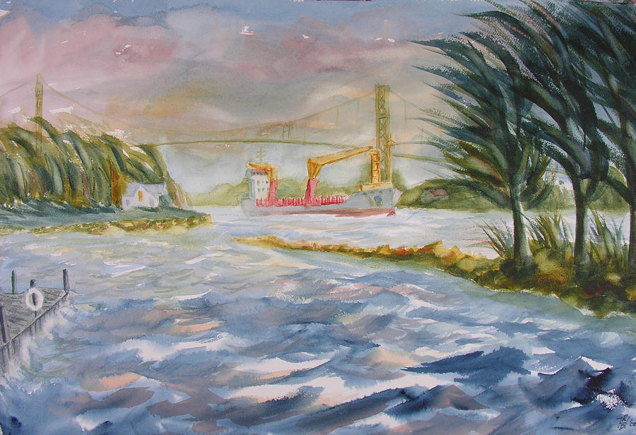 900x616 St Lawrence River Seaway Painting By Robert P Hedden - Seaway Painting