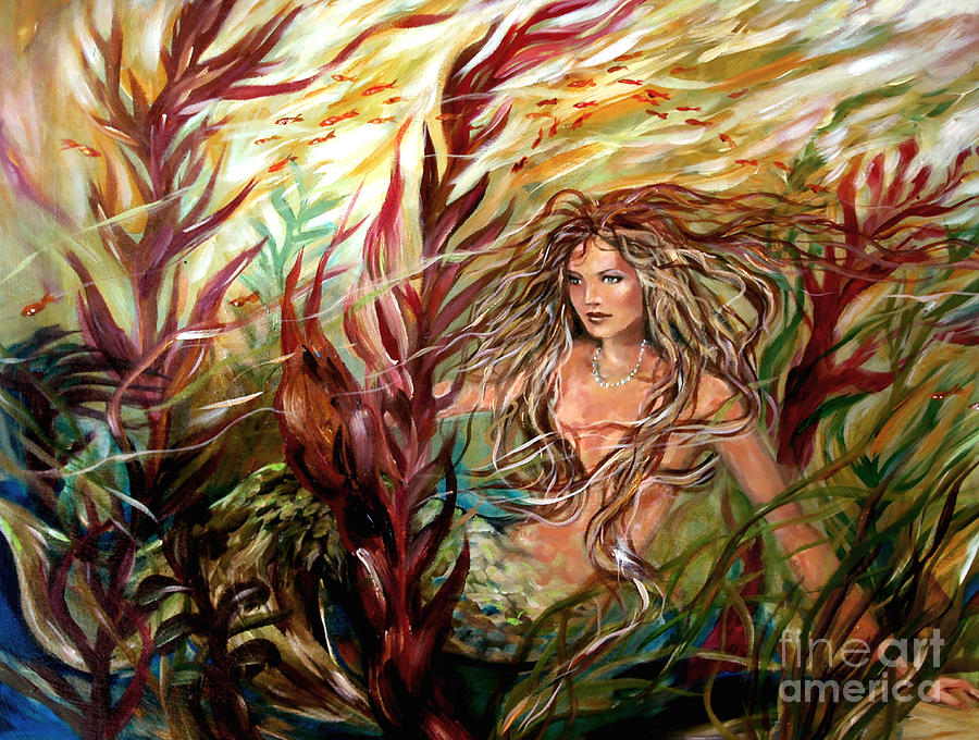 900x680 Seaweed Mermaid Painting By Linda Olsen - Seaweed Painting