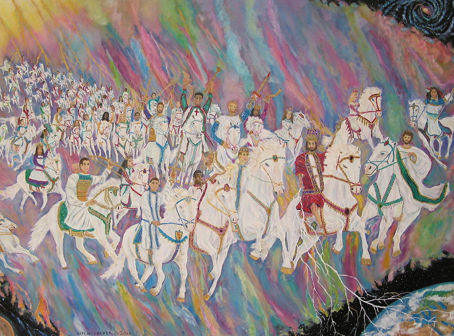 900x666 Jesus Return On White Horse Painting By Mike De Lorenzo - Second Coming Of Christ Painting