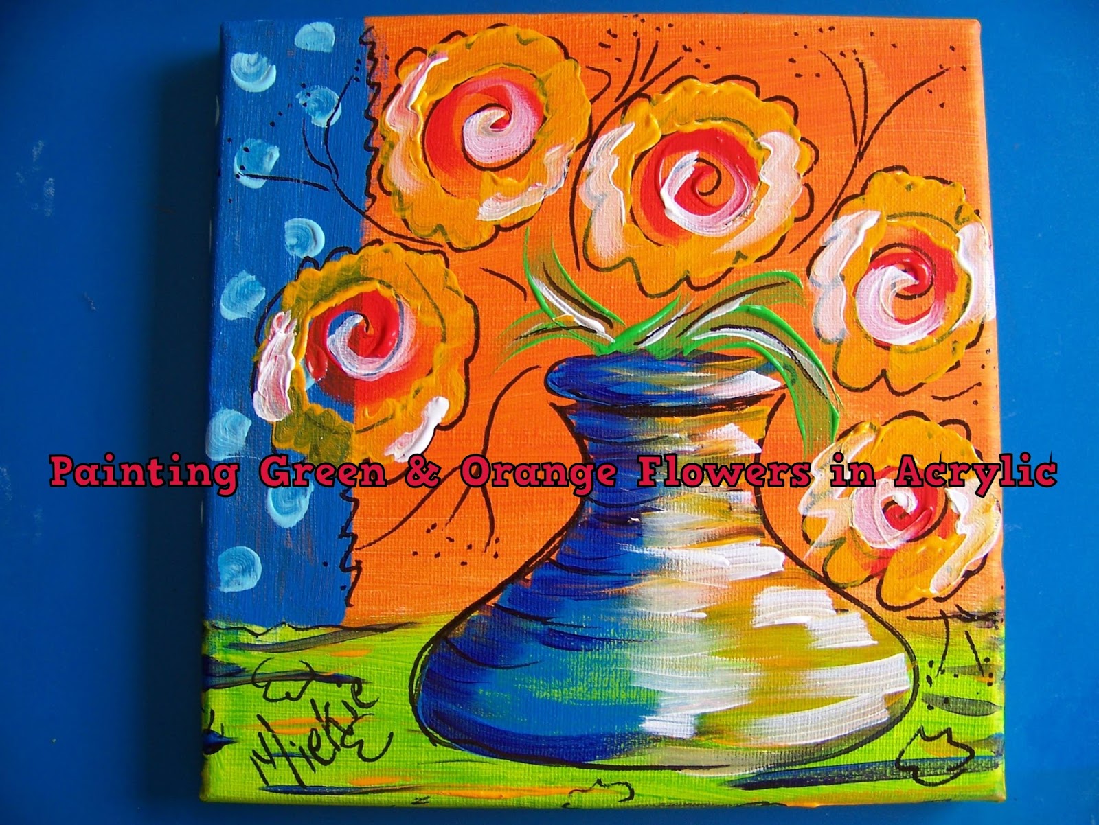 1600x1202 A Pretty Talent Blog Painting Naive Flowers On A Background Using - Secondary Colours Painting