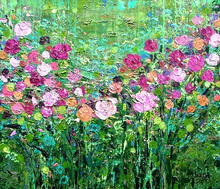 770x659 Saatchi Art My Secret Garden Of Roses Painting By Margo Gromenko - Secret Garden Painting