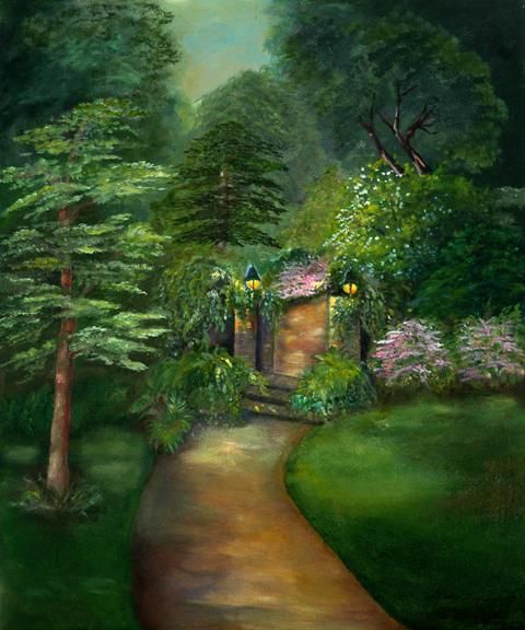 480x576 Secret Garden Greeting Card For Sale By Shirley Lawing Garden - Secret Garden Painting