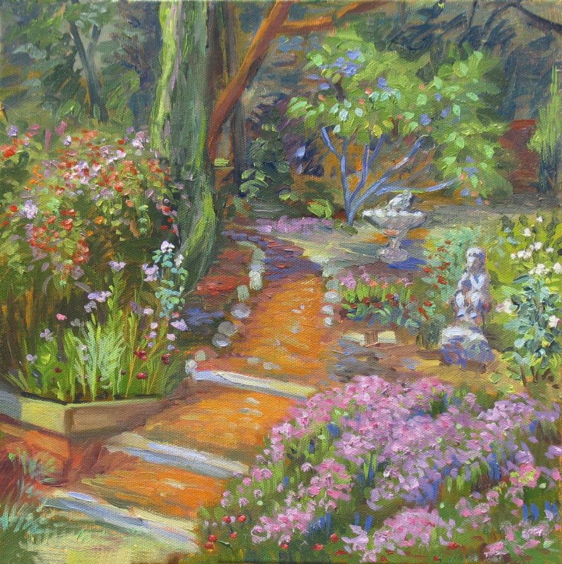 797x800 The Secret Garden, Oil Painting, Garden Plein Air, Nature, Colors - Secret Garden Painting