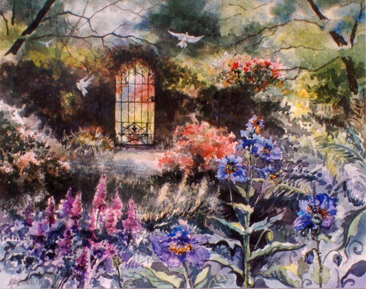 1280x1010 Kate Bedell Watercolours Plein Air Painting - Secret Garden Painting